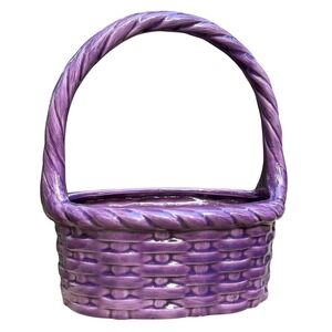 Basket Planter Byron‎ Molds 1981 Ceramic Purple Woven Texture Home Decor Bowl